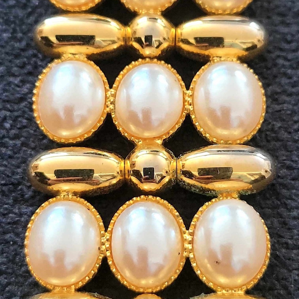 Vintage OPTICKS Celebrity Watch Quartz Oval Pearl Gold Tone Stainless Steel B… - Picture 4 of 11